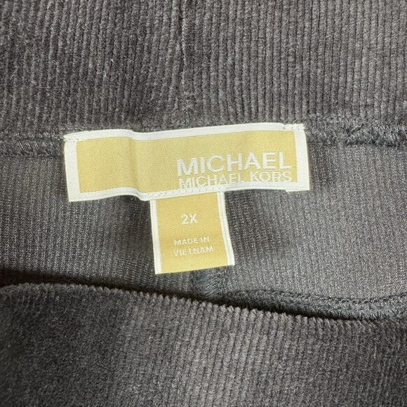 MICHAEL KORS NEW Corduroy Pull On Pants Women 2X Black High Rise Straight Ankle - Picture 6 of 13